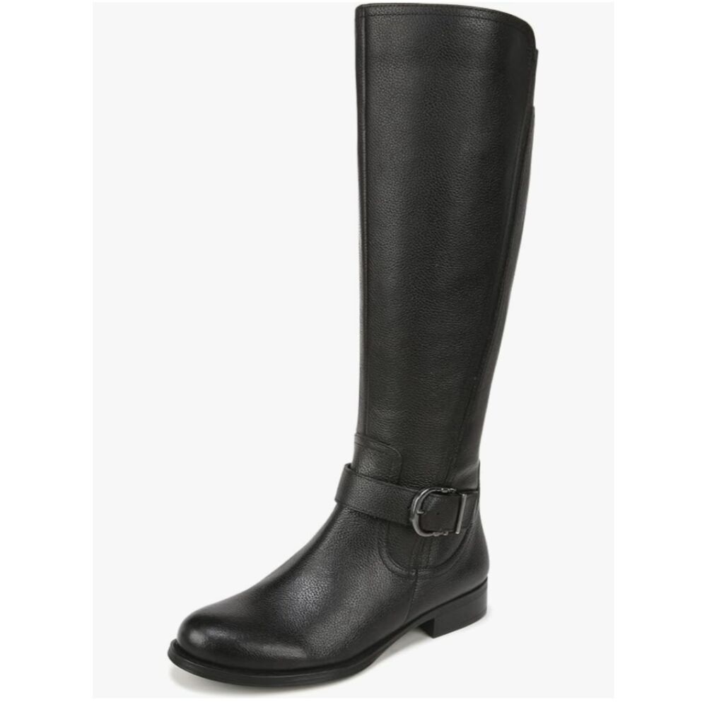 Naturalizer Women's Jaya Extra Wide Calf 7.5 Extra Wide Calf Black Leather Boots